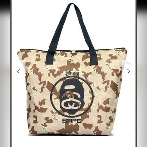 BAPE x STUSSY Tote Bag Desert Camo Nylon Zip backpack
